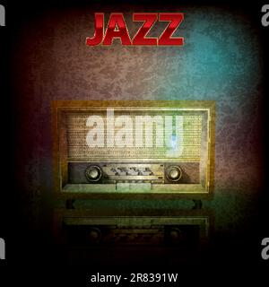 abstrakte jazz Grunge Hintergrund mit Retro-radio Stock Vektor