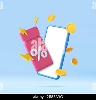3D Telefon mit weißem Bildschirm Stock Vektor