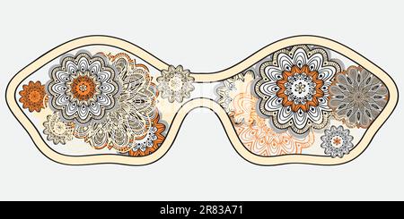 Vektor-Sommer-Konzept mit Sonnenbrille und doodle Blumenmuster, Elemente können einzeln verwendet werden Stock Vektor