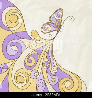 Vektor-Schmetterling und abstrakte Muster, zerknittertes Papier Textur, Eps 10, mesh Stock Vektor