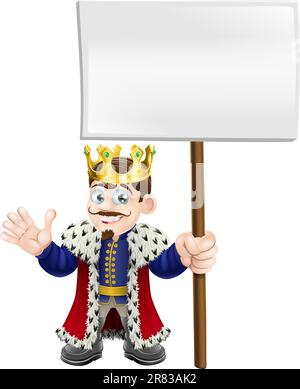 Eine niedliche König winken und hält ein Schild Stock Vektor