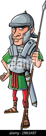 Karikatur Des Römischen Legionärs. Isoliert auf weiß Stock Vektor