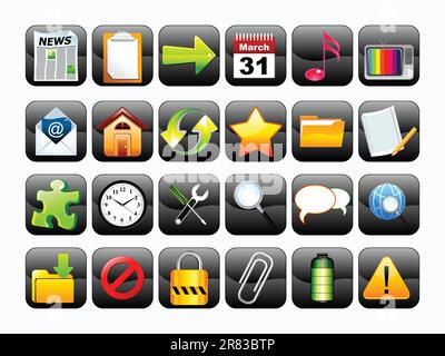 Abstrakte Vektordarstellung für glänzende Websymbolgruppe Stock Vektor