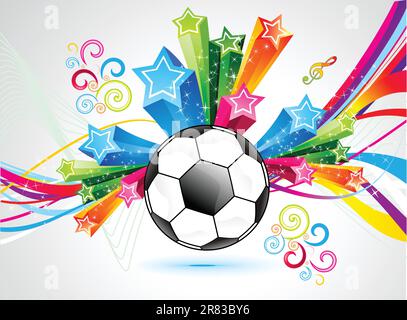 Abstrakte, farbenfrohe Fußball-Explode-Vektordarstellung im Hintergrund Stock Vektor