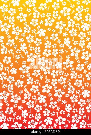 Weiße Hibiskusblüten auf orangefarbenem Hintergrund Stock Vektor