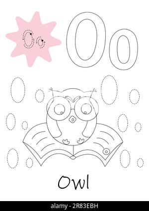 Malbuch - Copybook für Kinder. Buchstabe O Stock Vektor