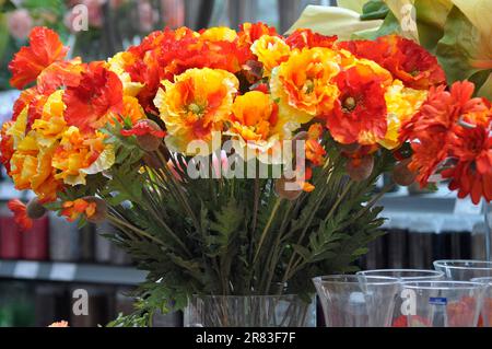 Island Poppy (Papaver nudicaule) Bouquet of Artificial Flowers, Iceland Poppy, iceland Poppy, iceland Poppy Stockfoto