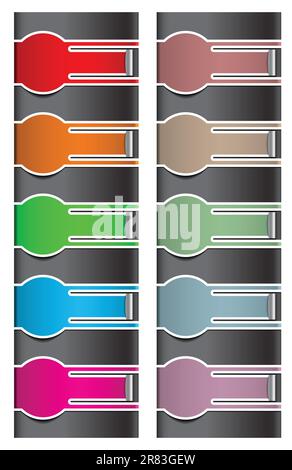 Webelemente. Leere farbige Aufkleber auf Schwarz. Vektordarstellung Stock Vektor