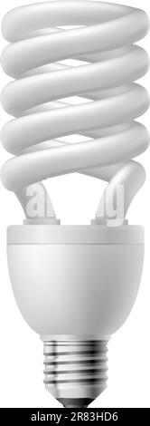 Weiße Energiesparlampe.  Abbildung auf weißem Hintergrund. Stock Vektor