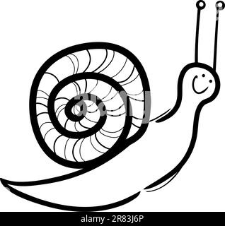 Cartoon-Illustration der süße Schnecke mit Schale zum Ausmalen Stock Vektor