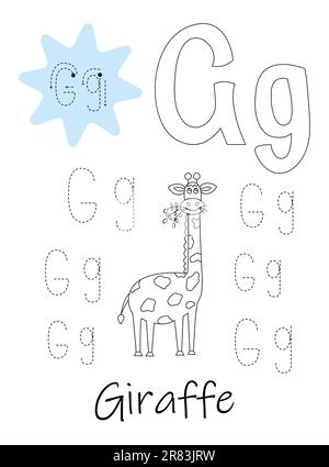 Malbuch - Copybook für Kinder. Buchstabe G Stock Vektor