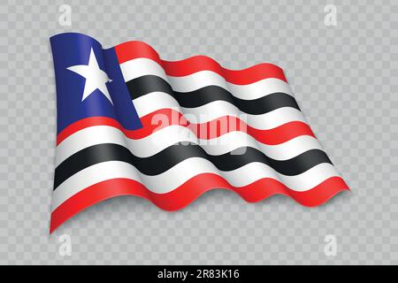 3D Realistic Waving Flag of Maranhao ist ein brasilianischer Staat mit transparentem Hintergrund Stock Vektor