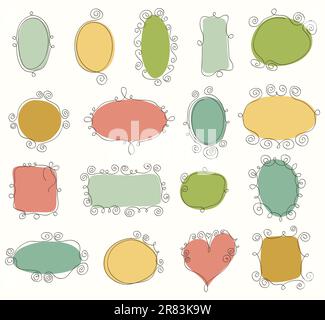 Satz handgezeichneter Vintage-Rahmen. Vektorkonstruktionselemente Stock Vektor