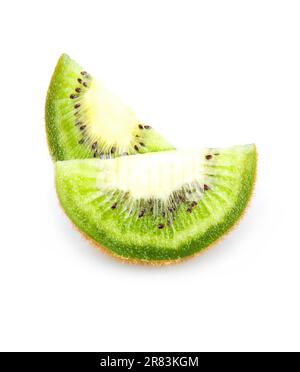 Geschnittener Teil der Kiwi-Früchte, isoliert auf weißem Hintergrund Stockfoto