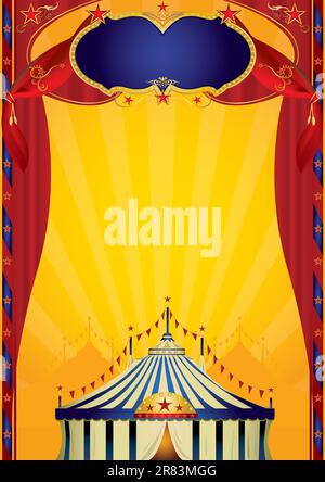 Ein Zirkusposter mit einem großen Brett, einem großen Oberteil und Vorhängen für Ihre neue Vorstellung! Stock Vektor
