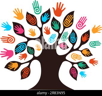 Isolierte Vielfalt Baum Hände Abbildung. Vektor-Datei geschichtet für einfache Handhabung und individuelle Farbgebung. Stock Vektor