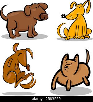 Cartoon-Illustration der vier süße Hunde oder Welpen-set Stock Vektor