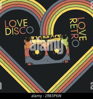 Liebe Liebe Retro Disco. Vintage Poster Design-Vorlage, Vektor, EPS10 Stock Vektor