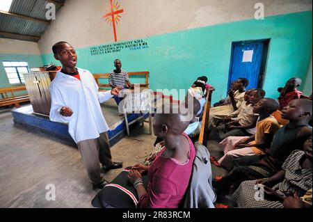 Kirchenchor, Flüchtlingslager Lac Vert, Goma, Nord-Kivu, Demokratische Republik Kongo Stockfoto