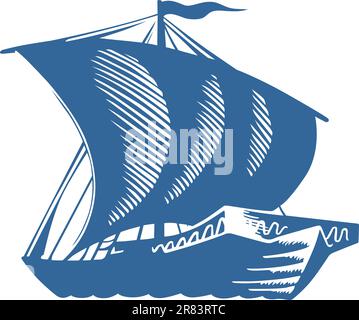 Altes Segelboot auf See Stock Vektor