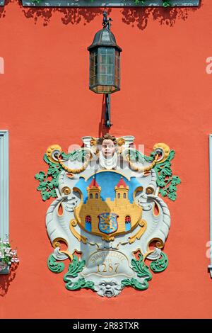 Wappen, historisches Rathaus, Idstein, Hessen, Deutschland Stockfoto