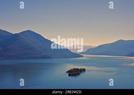 Isole di Brissago, Blick von Ronco sopra Ascona, Lago Maggiore, Tessin, Schweiz Stockfoto