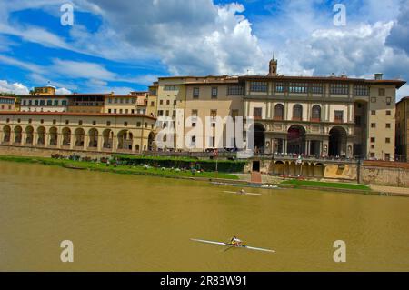 Florenz, Uffizien-Galerie, Fluss Arno, Toskana, Italien Stockfoto