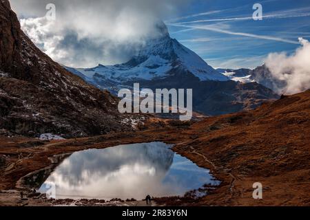 Lake Riffel, Zermatt. Das Matterhorn. Die Schweiz Stockfoto