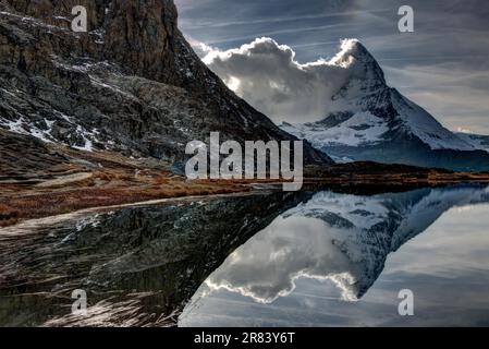 Lake Riffel, Zermatt. Das Matterhorn. Die Schweiz Stockfoto