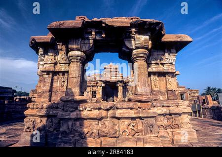 Mallikarjuna Tempel aus dem 8. Jahrhundert in Pattadakal, Karnataka, Südindien, Indien, Asien. UNESCO-Weltkulturerbe Stockfoto