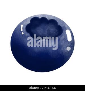 Aquarell Blaubeere-Clipart. Handgezeichnete Sommerfrucht, isoliert auf weißem Hintergrund. Essensillustration, Sommerfrucht. Stockfoto