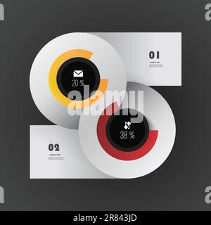 Infografiken – farbenfrohe Kreisdesigns mit Symbolen Stock Vektor