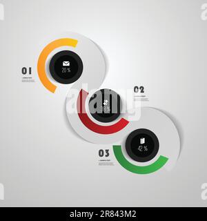 Infografiken – farbenfrohe Kreisdesigns mit Symbolen Stock Vektor