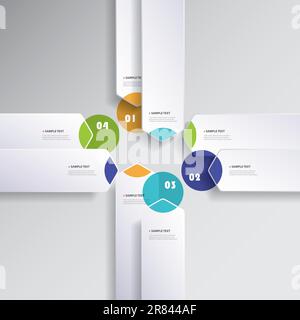 Infografiken-Design Mit Farbigem Minimalem Papierschnitt, Präsentationsvorlage – Abgerundete Pfeile Stock Vektor