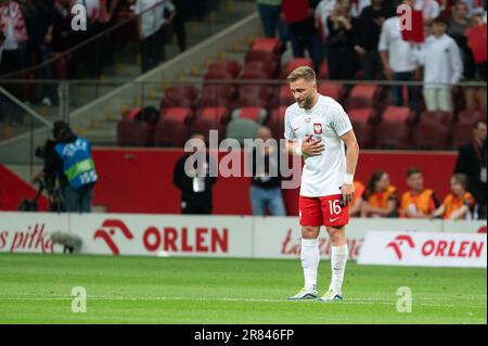 WARSCHAU, POLEN - 16. JUNI 2023: Freundschaftsspiel Polen gegen Deutschland 1:0. Jakub Blaszczykowski verlässt das Feld letztes Mal. Stockfoto