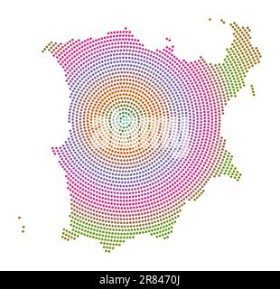 Gepunktete Karte von Ko Samui. Digitale Form von Ko Samui. Technisches Symbol der Insel mit abgestuften Punkten. Moderne Vektordarstellung. Stock Vektor