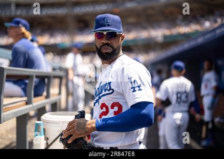 Los Angeles Dodgers Right Fielder Jason Heyward (23) während eines MLB-Spiels gegen die San Francisco Giants, Sonntag, 18. Juni 2022, im Dodger Stadium, In Stockfoto