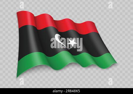 3D Realistic Waving Flag of Libya on transparent background Stock Vektor