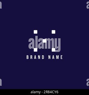 Ein Logo kombiniert mit Quadraten, aus denen Buchstaben und Pixel bestehen. Stock Vektor