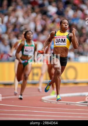 Anastasia Natalie LE-ROY nimmt an der 4x400 m langen Staffel bei der Leichtathletik-Weltmeisterschaft London 2017 Teil. Stockfoto