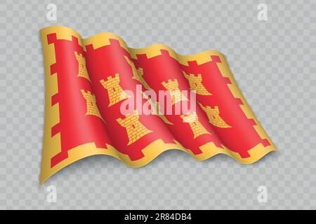 3D Realistic Waving Flag of Greater Manchester ist eine Grafschaft von England auf transparentem Hintergrund Stock Vektor