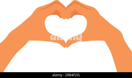 Zwei Hände, die Herzzeichen machen. Liebe, romantisches Beziehungskonzept. Isolierte Vektordarstellung. Flacher Style. Stock Vektor