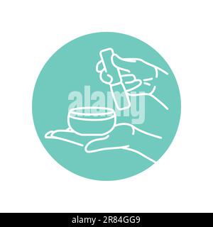 Schwarzes Liniensymbol für Schallheilungsmeditation. Piktogramm für Webseite, mobile App, Werbeaktion. Stock Vektor