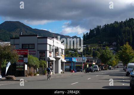 Conical Hill Road, Main Street, Hanmer Springs, Canterbury, South Island, Neuseeland Stockfoto