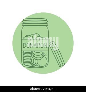 Schwarzes Liniensymbol für Spendengelder. Piktogramm für Webseite, mobile App, Werbeaktion. Stock Vektor