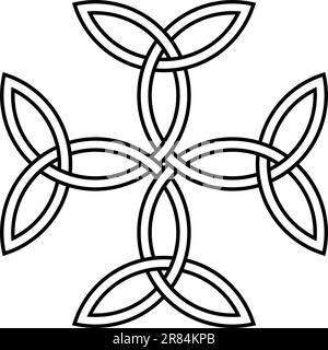 Carolingian Cross in Schwarz. Isolierter Hintergrund. Symbolisiert Einheit, Gleichgewicht und Gott. Abstrakte Mittelalterdarstellung eines keltischen Symbols. Stock Vektor