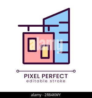 Unternehmensgebäude Pixel Perfect RGB-Farbsymbol Stock Vektor