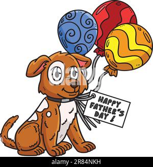 Vatertagshund mit Ballons Cartoon Clipart Stock Vektor