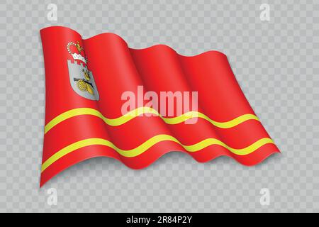 3D Realistic Waving Flag of Smolensk Oblast ist eine Region Russlands mit transparentem Hintergrund Stock Vektor