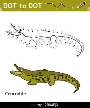 Zahlen Spiel Punkt zu Punkt. Mathe-Spiel für Kinder. Stock Vektor